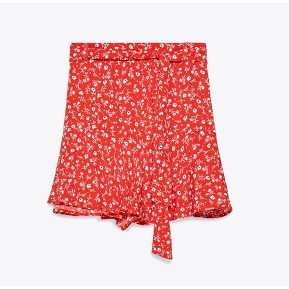 Zara EUC High Waist Ruffle Mini Skort With Ties Black Size S - Picture 4 of 9